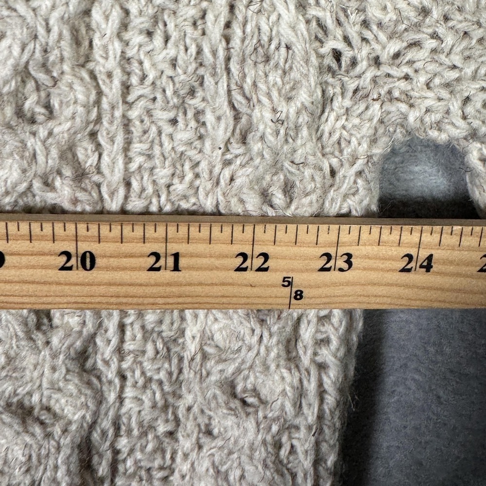 Quill's Woollen Market Sweater Womens L Beige Wool Cable Knit Cardigan Ireland* - Picture 6 of 10